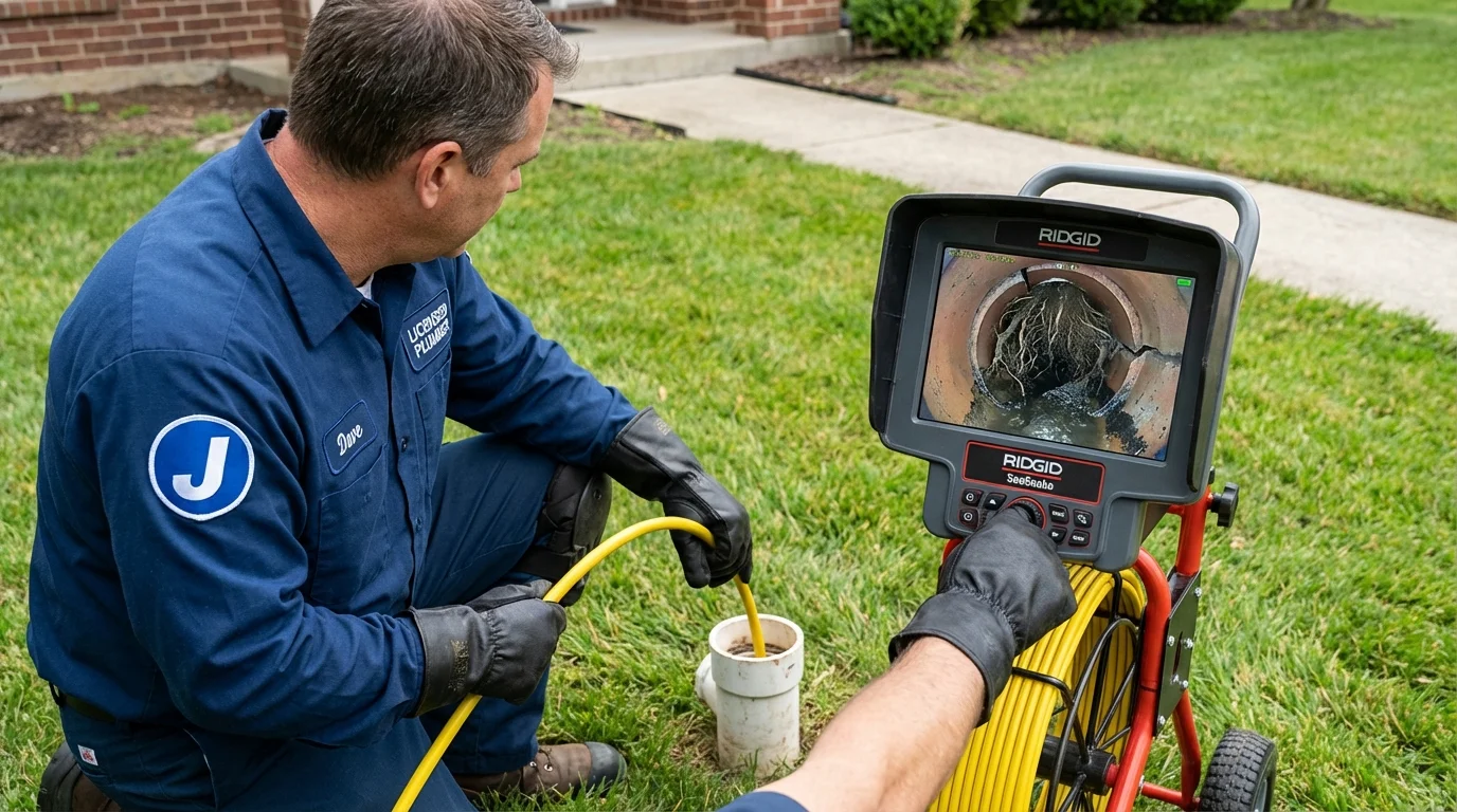 Sewer camera inspection being performed by Johns Plumbing LLC in Hugo